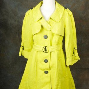 Nanette Lepore, for Bergdorf Goodmans Lime Green Trench Coat Size 4